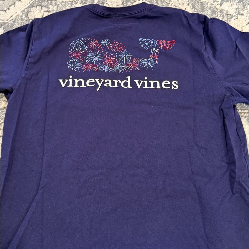 Vineyard Vines Blue Tee with Fireworks Whale